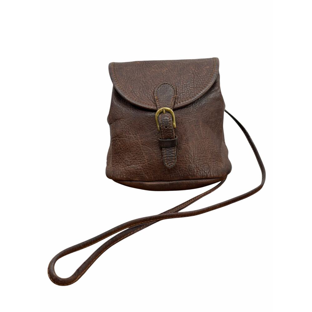 Vintage Gap 90s Brown Leather Crossbody Mini Bag Small Women's Saddle Bag Boho